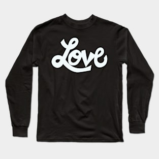 Whimsical Love cartoon illustrated text in icy blue Long Sleeve T-Shirt